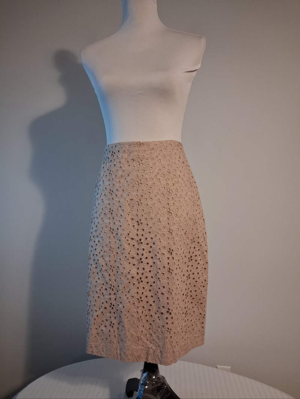 Beige Eyelet Midi Skirt Size 16W